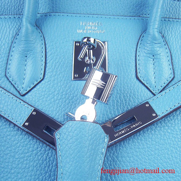 Hermes Birkin 30cm Togo Leather Bag Light Blue 6088 Hermes Birkin 30cm Togo Leather Bag Light Blue 6088
